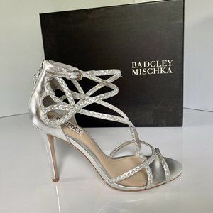 🆕Badgley Mischka Crystal Braid Strap Heel Sandal